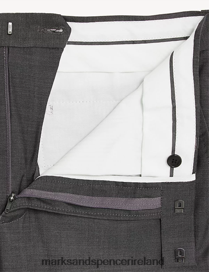 Marks & Spencer Men Tailored Fit Pure Wool Suit Trousers Silver Grey Clothing 2VJ8DF5831