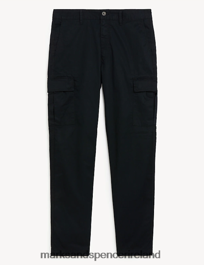 Marks & Spencer Men Tapered Fit Lightweight Cargo Trousers Black Clothing 2VJ8DF5174