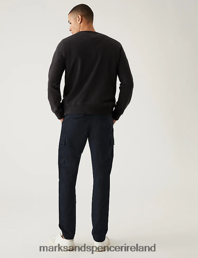 Marks & Spencer Men Tapered Fit Lightweight Cargo Trousers Black Clothing 2VJ8DF5174