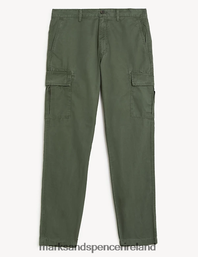 Marks & Spencer Men Tapered Fit Lightweight Cargo Trousers Green Clothing 2VJ8DF5175