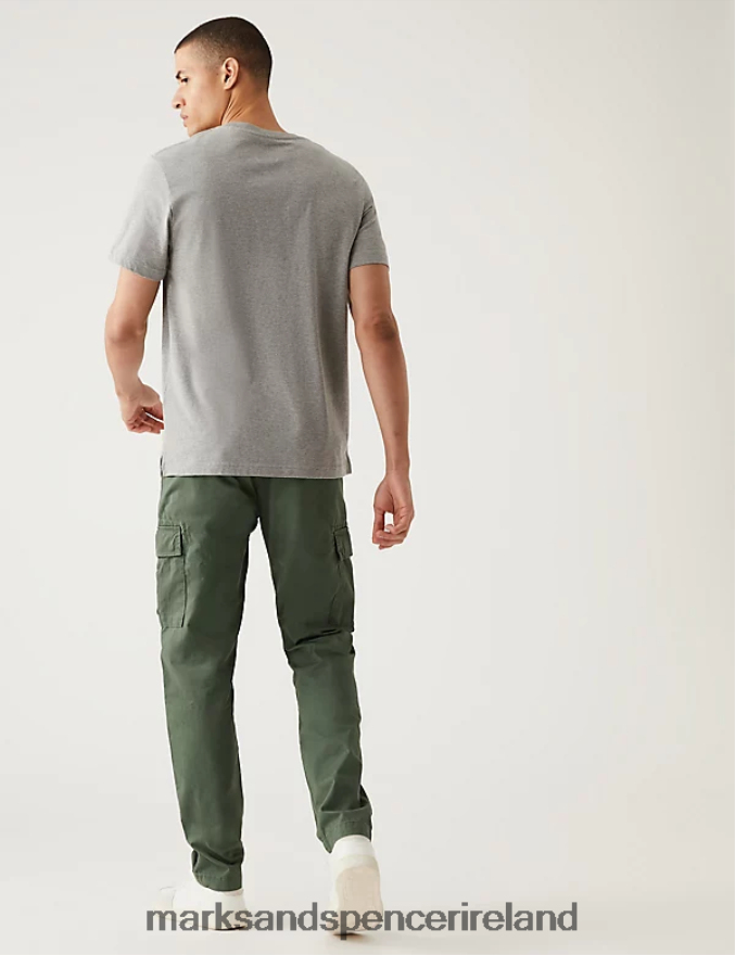Marks & Spencer Men Tapered Fit Lightweight Cargo Trousers Green Clothing 2VJ8DF5175