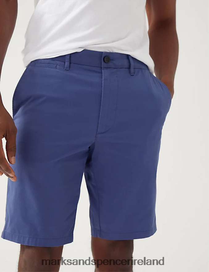 Marks & Spencer Men 2pk Super Lightweight Chino Shorts Indigo Mix Clothing 2VJ8DF5238