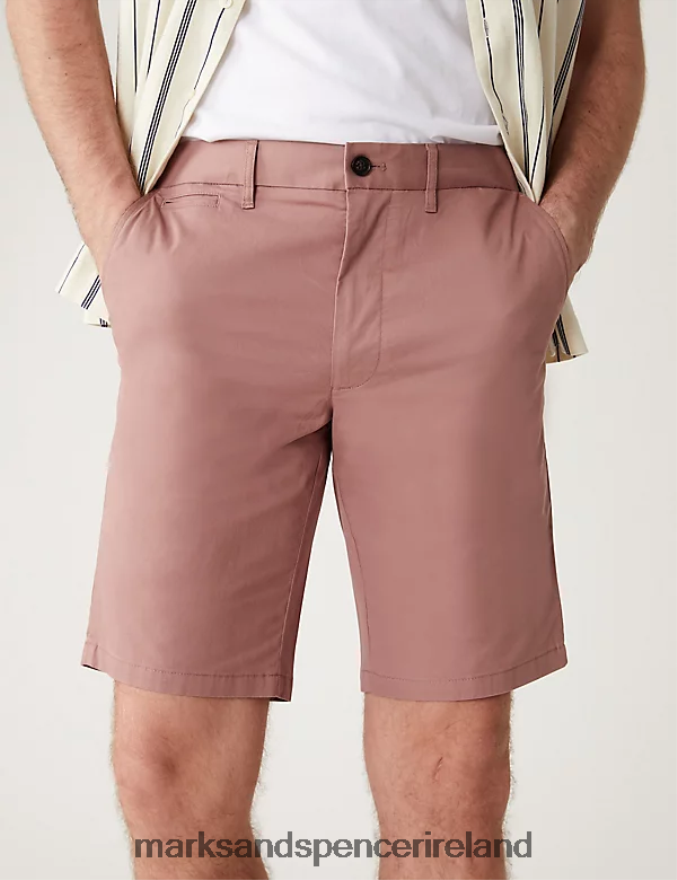 Marks & Spencer Men 2pk Super Lightweight Chino Shorts Pink Mix Clothing 2VJ8DF4890
