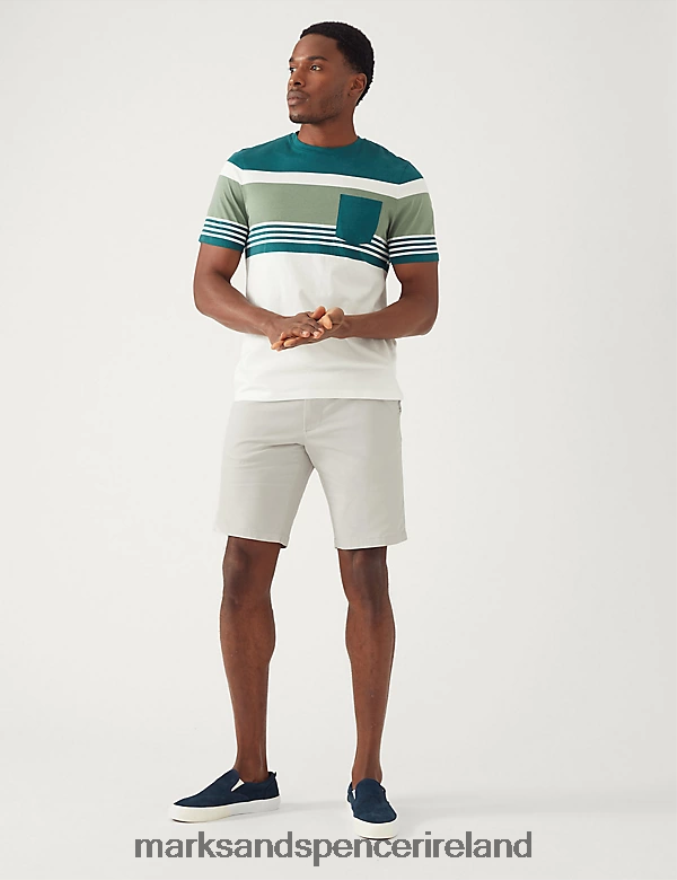 Marks & Spencer Men 2pk Super Lightweight Chino Shorts Stone Mix Clothing 2VJ8DF5240