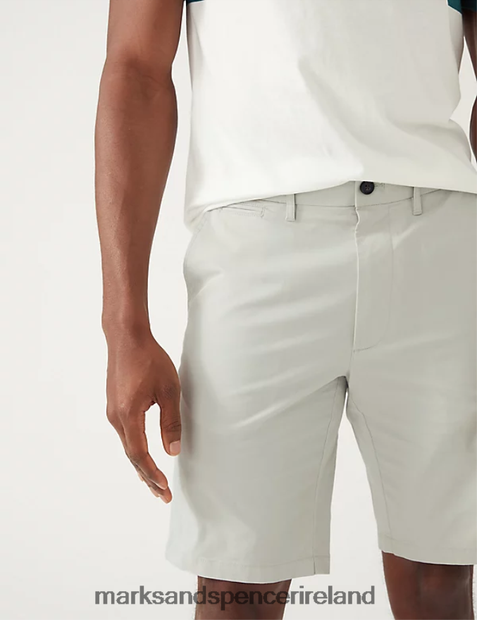 Marks & Spencer Men 2pk Super Lightweight Chino Shorts Stone Mix Clothing 2VJ8DF5240