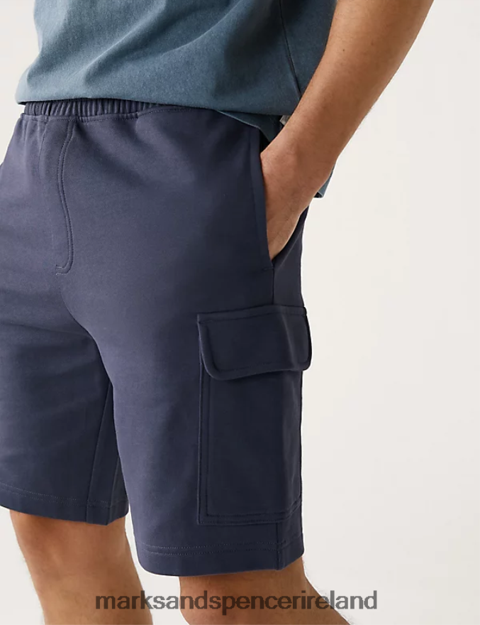 Marks & Spencer Men Cargo Jersey Shorts Dark Ink Clothing 2VJ8DF6259