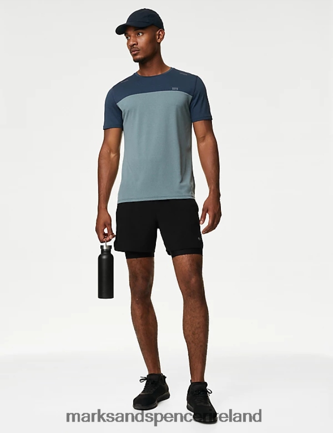 Marks & Spencer Men Double Layer Training Shorts Black Clothing 2VJ8DF6674