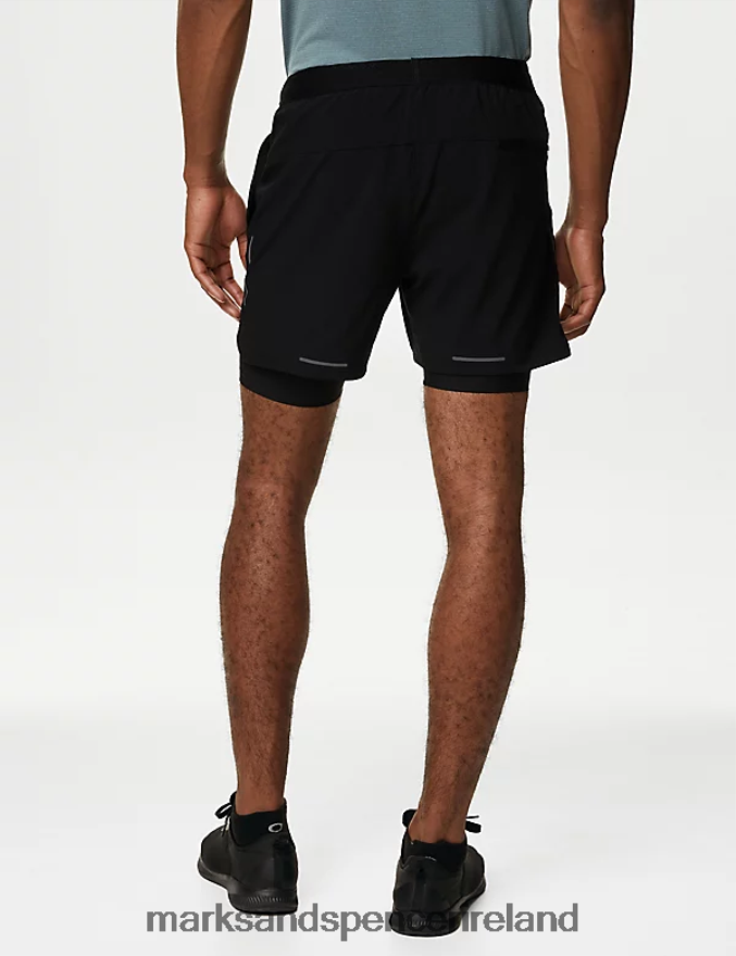 Marks & Spencer Men Double Layer Training Shorts Black Clothing 2VJ8DF6674
