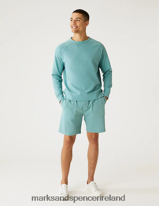 Marks & Spencer Men Drawstring Jersey Shorts Dusted Aqua Clothing 2VJ8DF4800