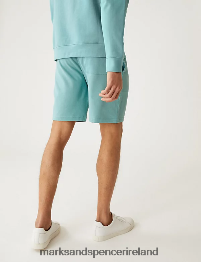 Marks & Spencer Men Drawstring Jersey Shorts Dusted Aqua Clothing 2VJ8DF4800