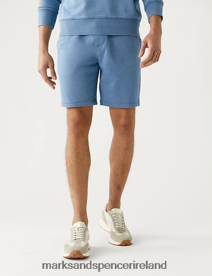 Marks & Spencer Men Pure Cotton Sweat Shorts Indigo Clothing 2VJ8DF5380