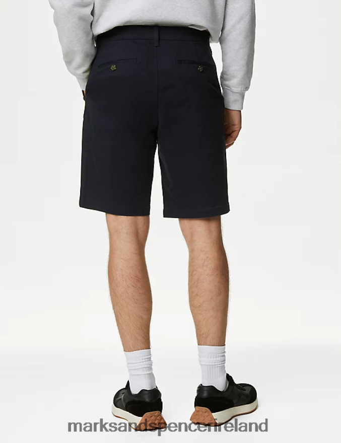 Marks & Spencer Men Single Pleat Stretch Chino Shorts Navy Clothing 2VJ8DF6739