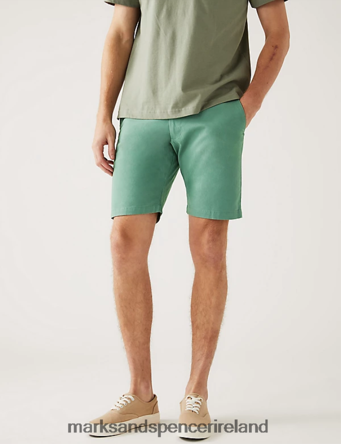 Marks & Spencer Men Stretch Chino Shorts Leaf Clothing 2VJ8DF6120