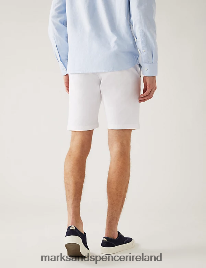 Marks & Spencer Men Stretch Chino Shorts White Clothing 2VJ8DF6125