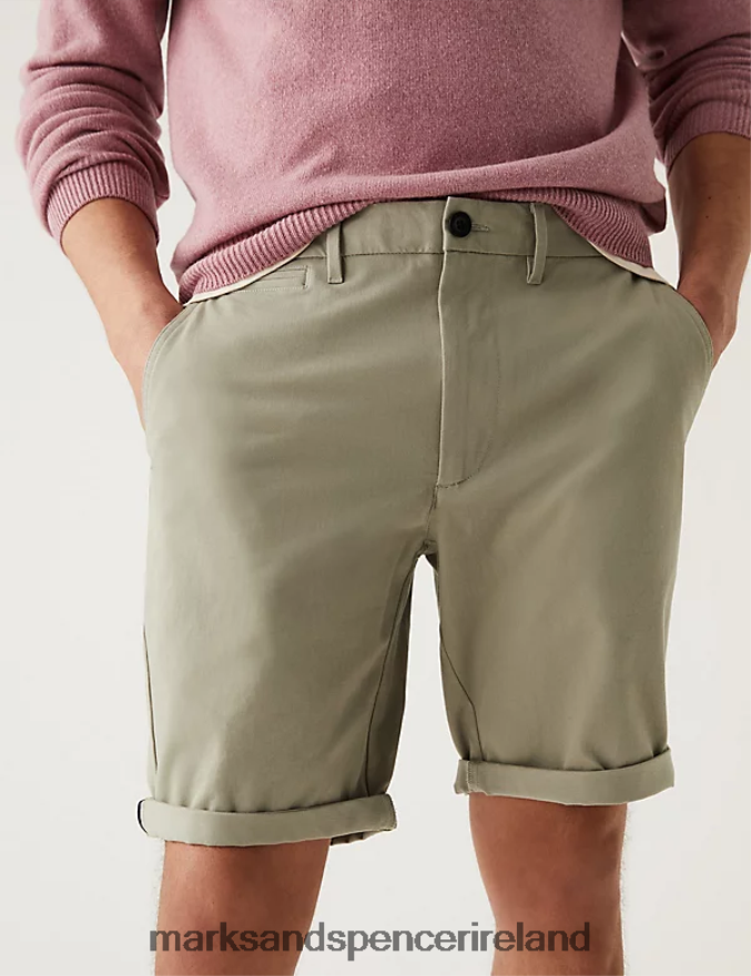 Marks & Spencer Men Ultimate Chino Shorts with Stretch Mid Grey Clothing 2VJ8DF6735