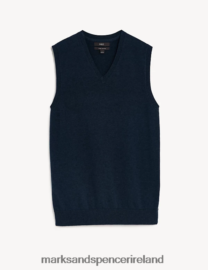 Marks & Spencer Men Pure Cotton Sleeveless Jumper Navy Clothing 2VJ8DF6063