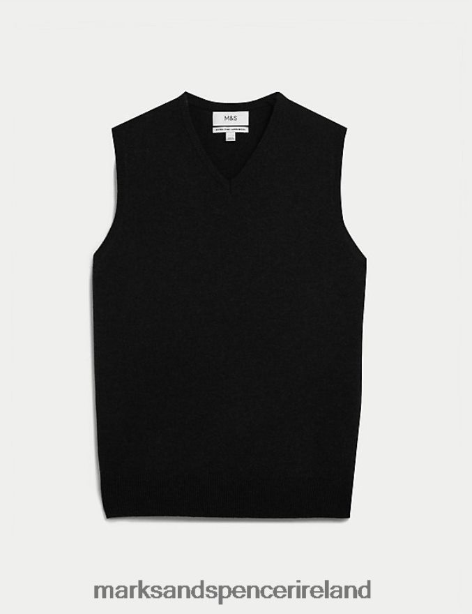 Marks & Spencer Men Pure Extra Fine Lambswool Sleeveless Jumper Black Clothing 2VJ8DF6336