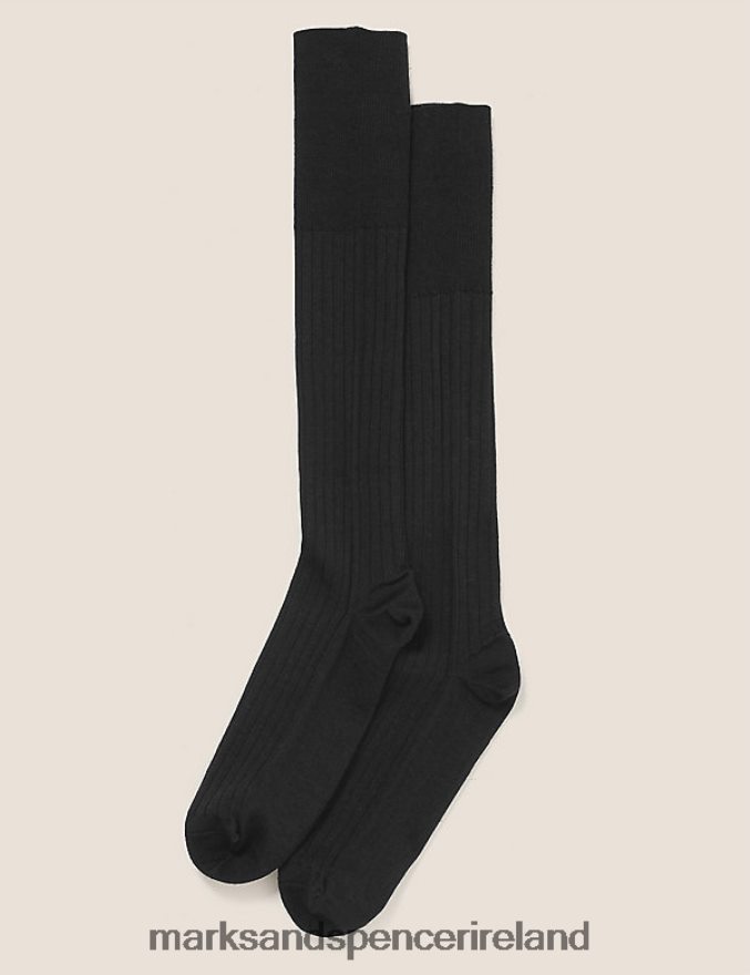 Marks & Spencer Men 2pk Lambswool Long Socks Black Clothing 2VJ8DF7059