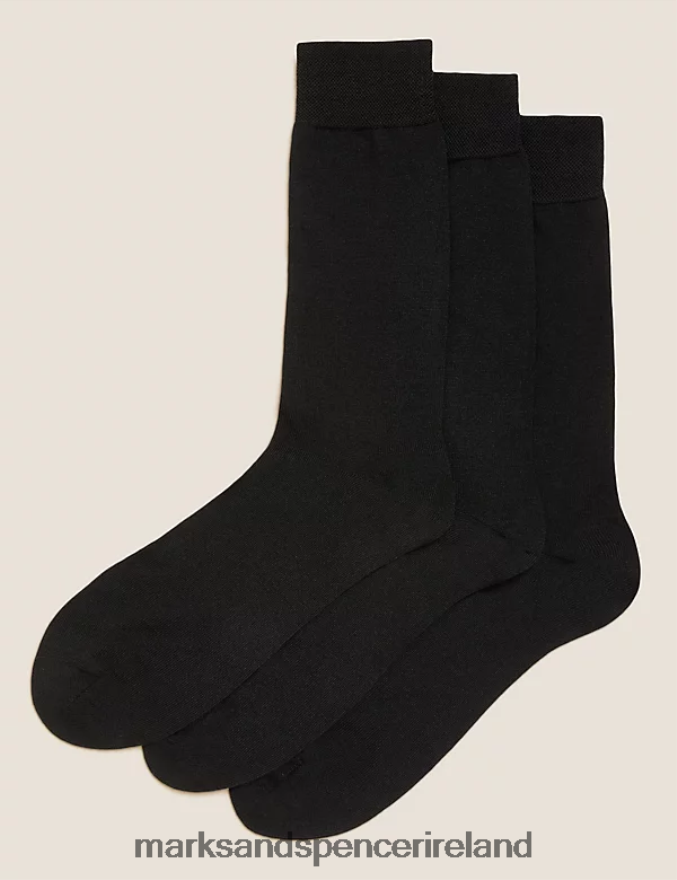 Marks & Spencer Men 3pk Merino Wool Socks Black Clothing 2VJ8DF6206