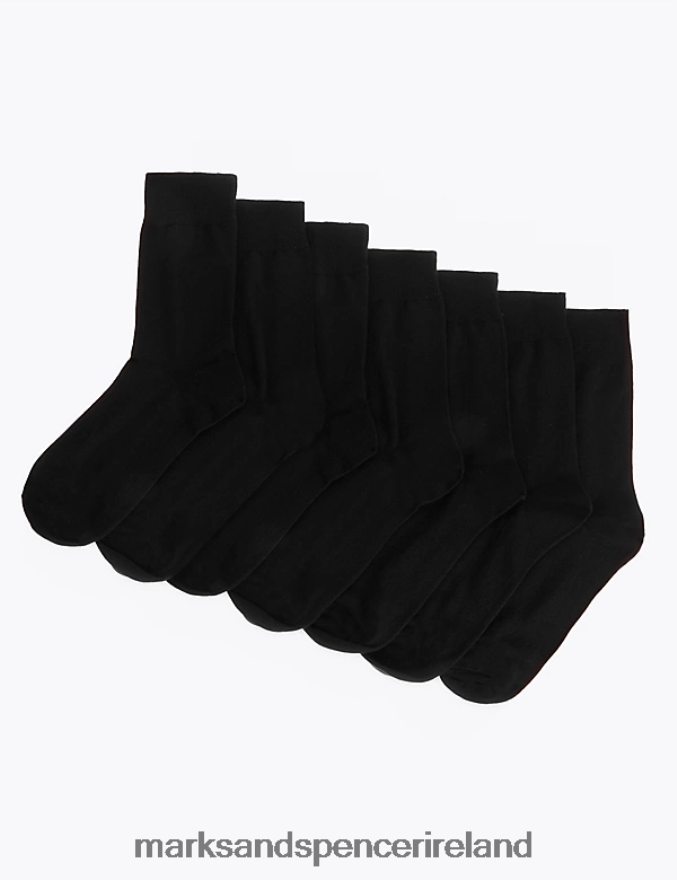 Marks & Spencer Men 7pk Cotton Rich Socks Black Clothing 2VJ8DF7140