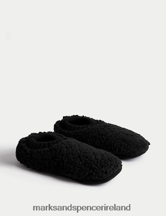 Marks & Spencer Men Fleece Slipper Socks Black Clothing 2VJ8DF7219
