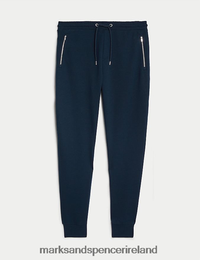 Marks & Spencer Men Cuffed Cotton Blend Zip Pocket Joggers Dark Navy Clothing 2VJ8DF7001