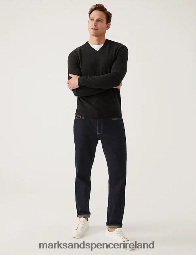 Marks & Spencer Men Cashmilon V-Neck Jumper Charcoal Clothing 2VJ8DF6011