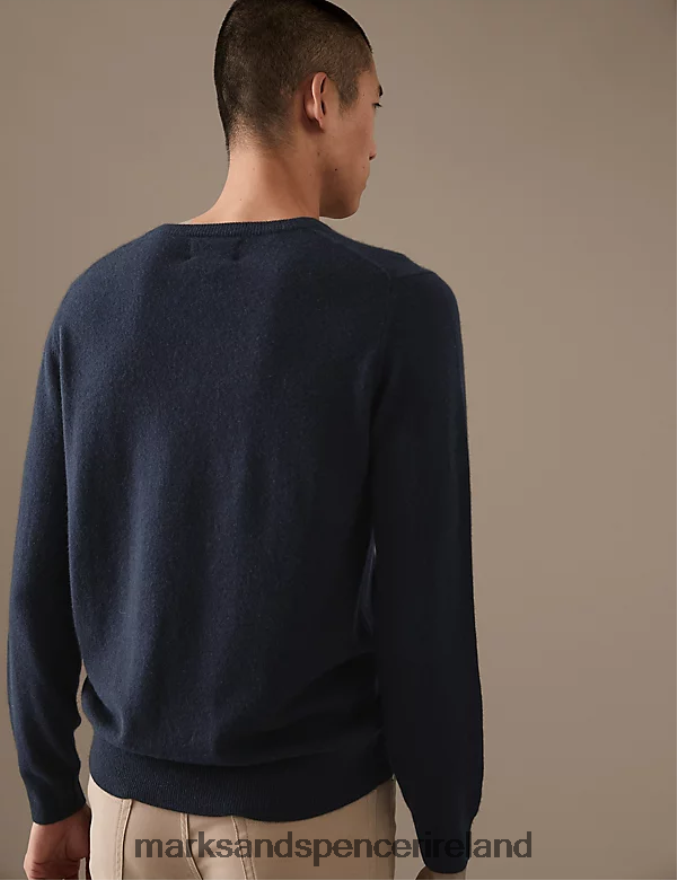 Marks & Spencer Men Pure Cashmere V-Neck Jumper Midnight Navy Clothing 2VJ8DF7170