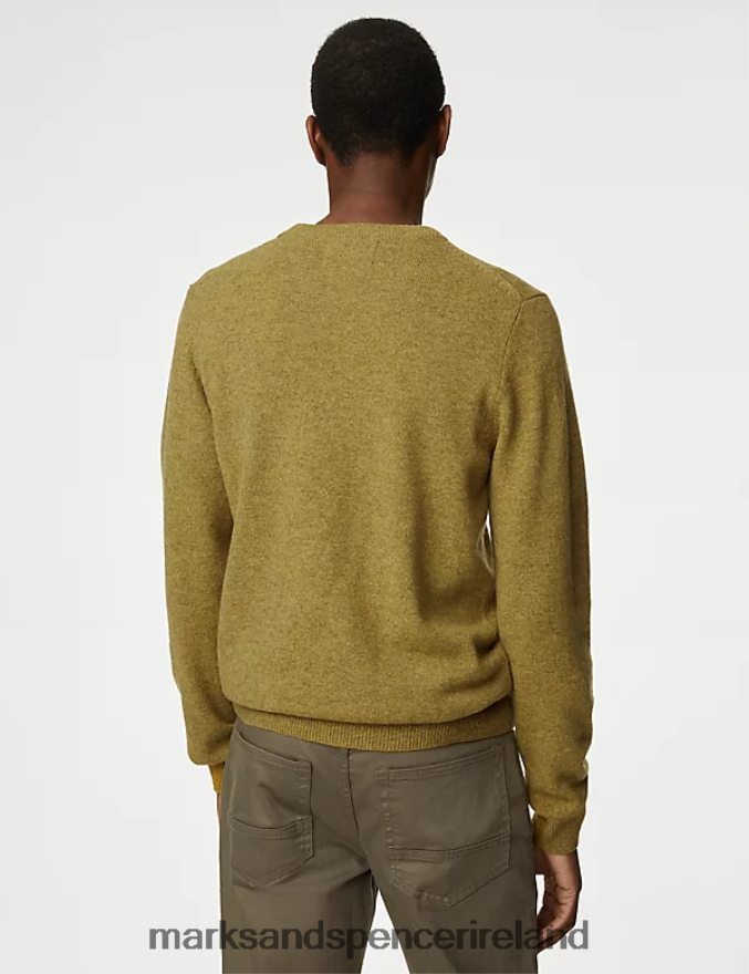 Marks & Spencer Men Pure Extra Fine Lambswool Crew Neck Jumper Antique Gold Clothing 2VJ8DF7391