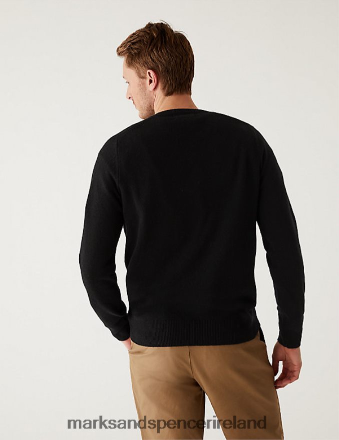 Marks & Spencer Men Pure Extra Fine Lambswool V-Neck Jumper Black Clothing 2VJ8DF7482