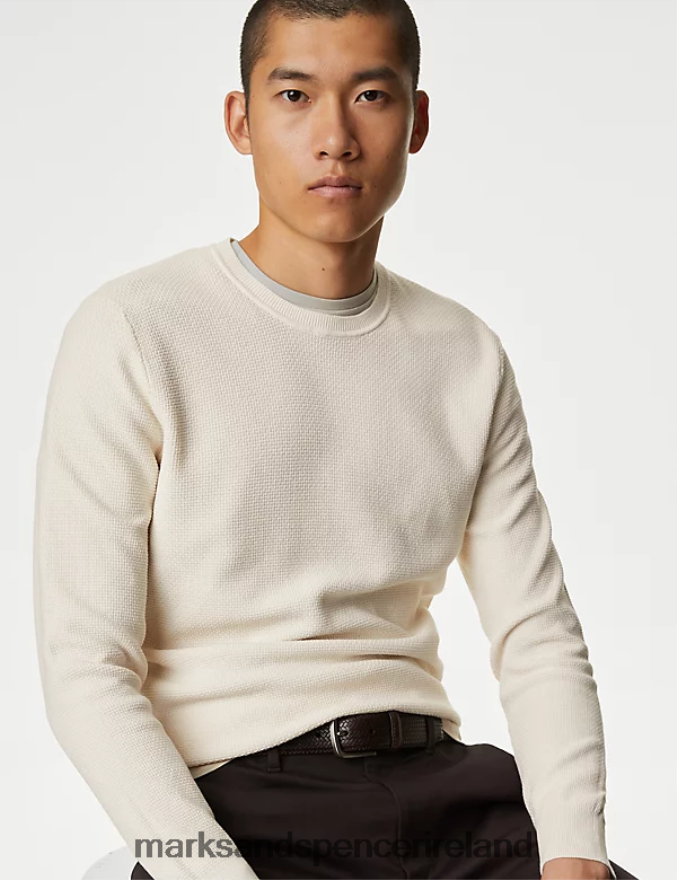 Marks & Spencer Men Pure Supima Cotton Crew Neck Jumper Neutral Clothing 2VJ8DF6960