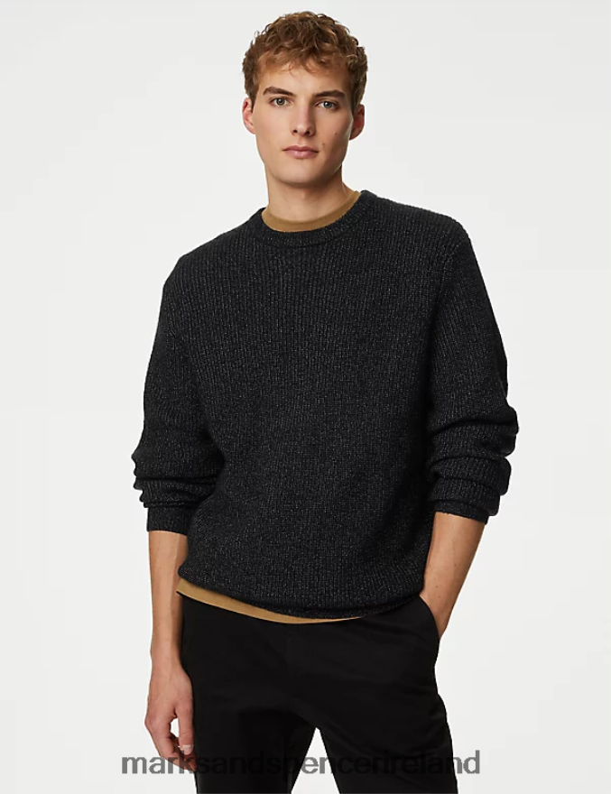 Marks & Spencer Men Supersoft Chunky Crew Neck Jumper Dark Navy Clothing 2VJ8DF5798