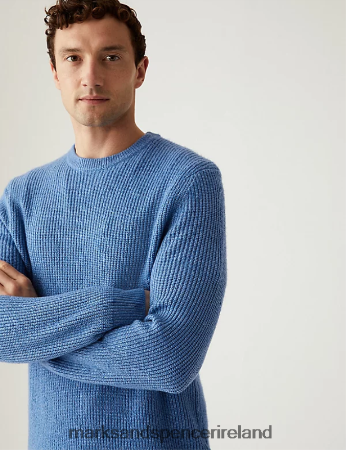 Marks & Spencer Men Supersoft Crew Neck Jumper Ocean Clothing 2VJ8DF7089