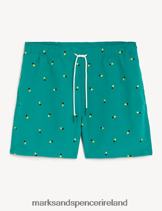 Marks & Spencer Men Quick Dry Embroidered Swim Shorts Seafoam Clothing 2VJ8DF5957