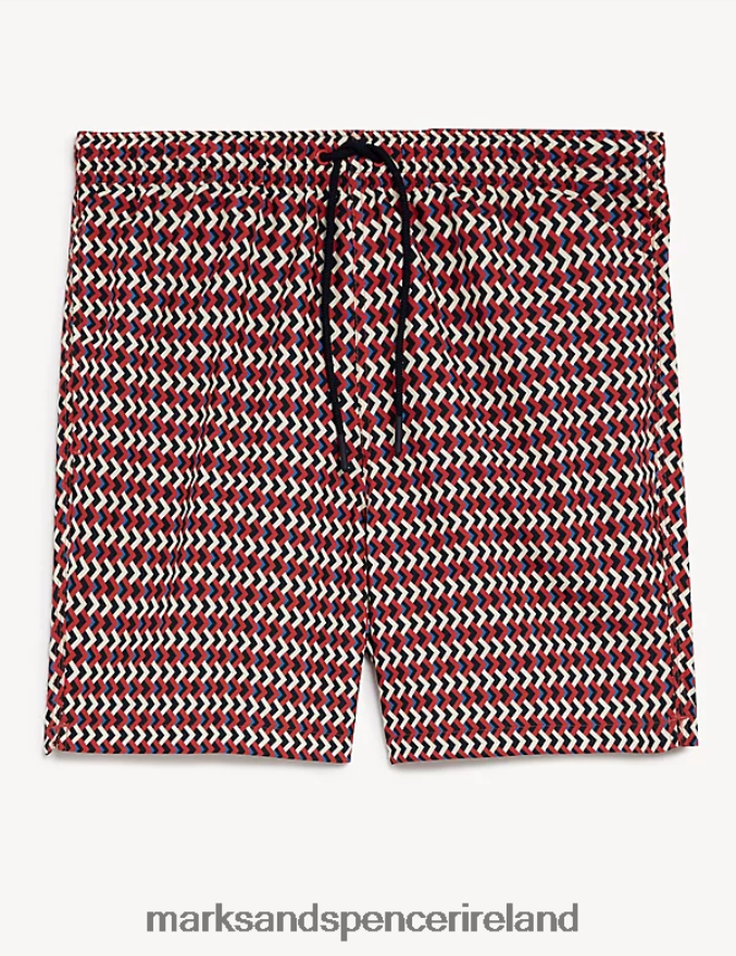 Marks & Spencer Men Quick Dry Geometric Print Swim Shorts Copper Clothing 2VJ8DF5836