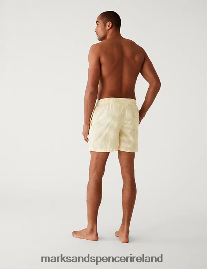 Marks & Spencer Men Quick Dry Striped Seersucker Swim Shorts Sunshine Clothing 2VJ8DF5086