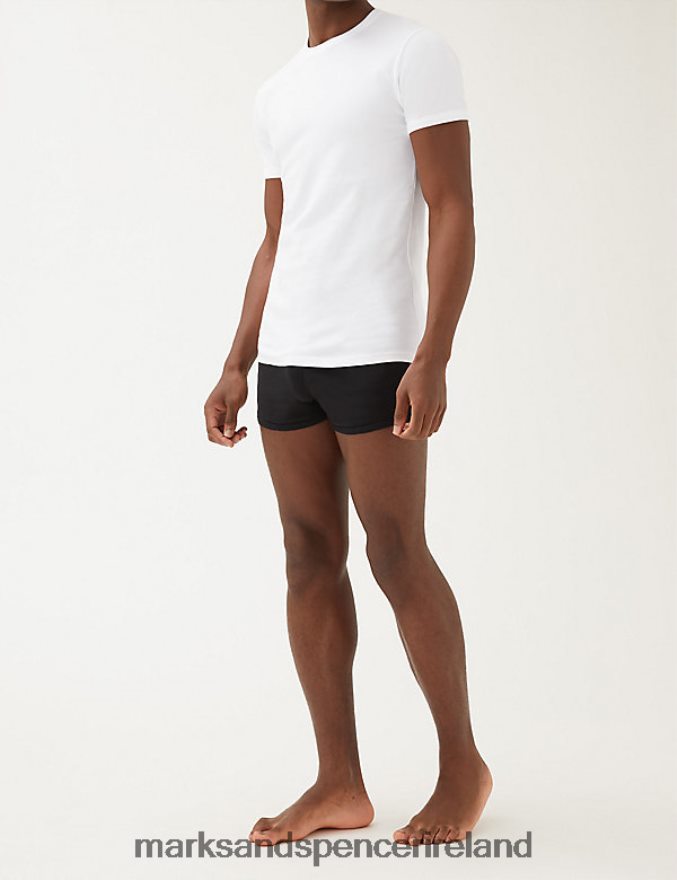 Marks & Spencer Men 3pk Pure Cotton T-Shirt Vests White Clothing 2VJ8DF4893