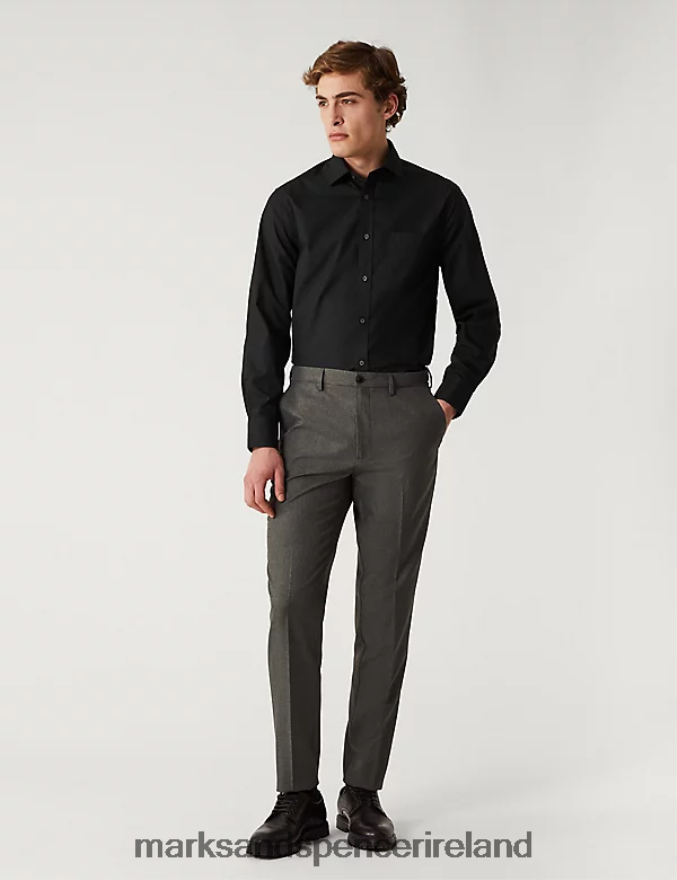 Marks & Spencer Men 3pk Slim Fit Long Sleeve Shirts Black Clothing 2VJ8DF6810