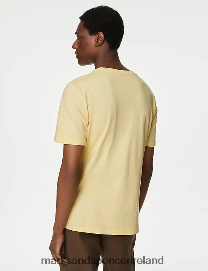 Marks & Spencer Men 5pk Pure Cotton Crew Neck T-Shirts Yellow Mix Clothing 2VJ8DF6174