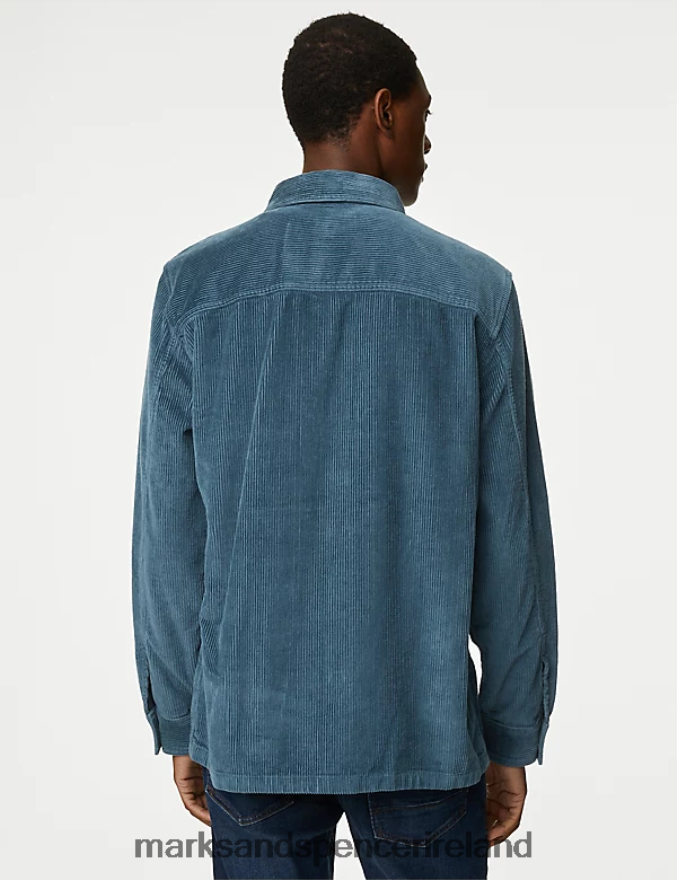 Marks & Spencer Men Corduroy Overshirt Light Airforce Clothing 2VJ8DF5540