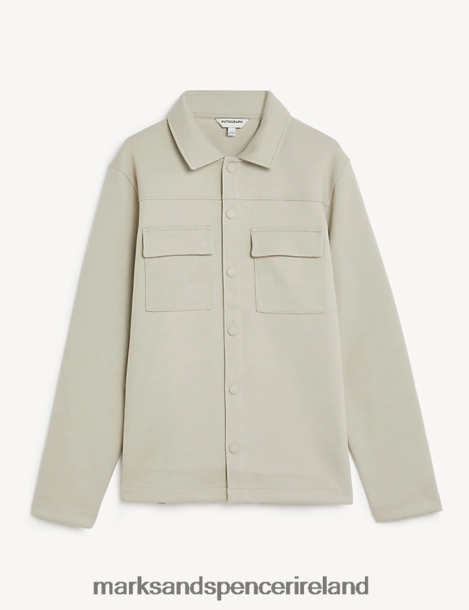 Marks & Spencer Men Cotton Blend Overshirt Stone Clothing 2VJ8DF6575