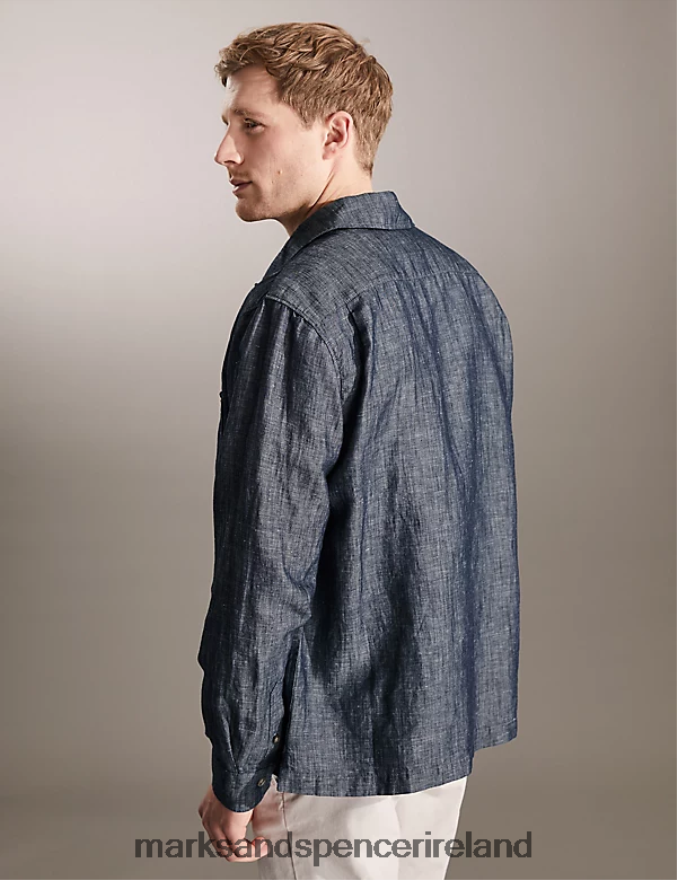 Marks & Spencer Men Cotton Rich Overshirt Chambray Clothing 2VJ8DF5479