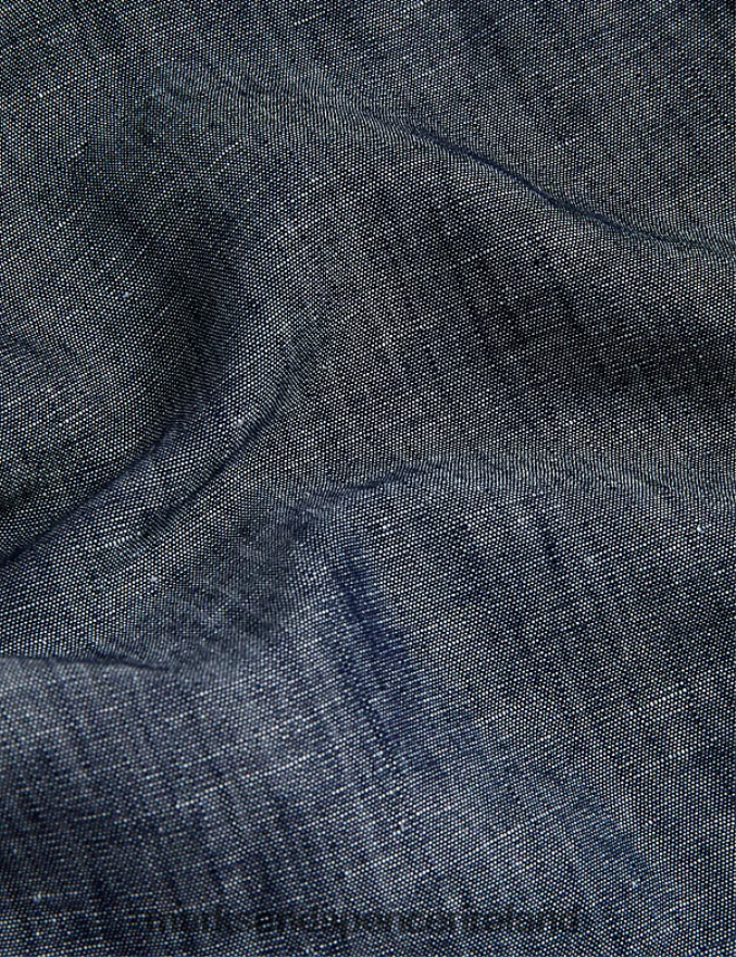 Marks & Spencer Men Cotton Rich Overshirt Chambray Clothing 2VJ8DF5479