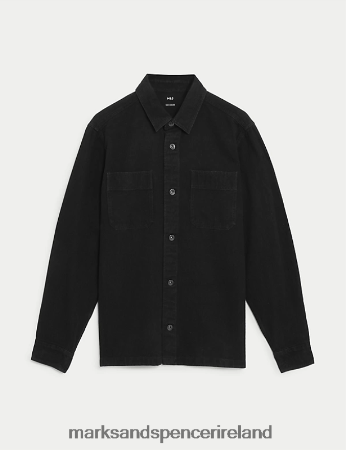 Marks & Spencer Men Denim Overshirt Black Clothing 2VJ8DF6614