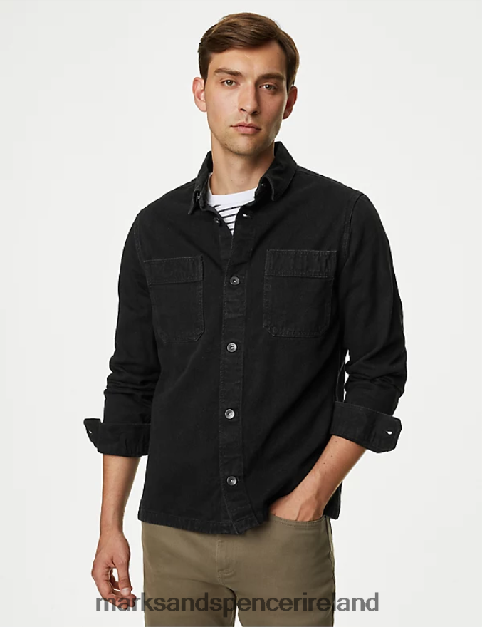 Marks & Spencer Men Denim Overshirt Black Clothing 2VJ8DF6614