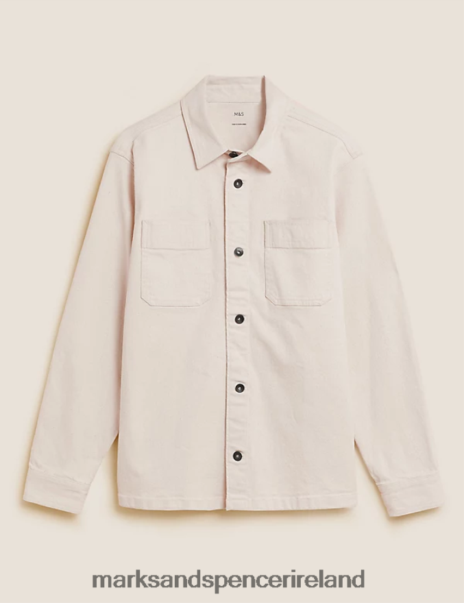 Marks & Spencer Men Denim Overshirt Ecru Clothing 2VJ8DF6640