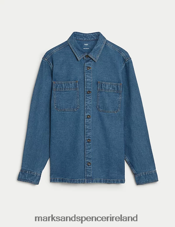 Marks & Spencer Men Denim Overshirt Medium Blue Clothing 2VJ8DF6967
