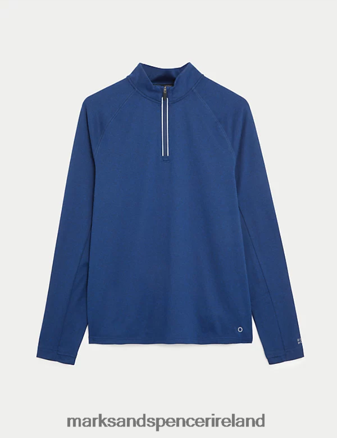Marks & Spencer Men Half Zip Long Sleeve Top Cobalt Clothing 2VJ8DF6948