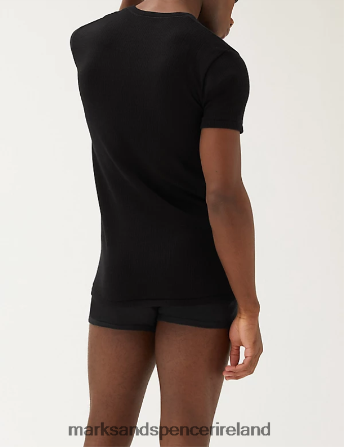 Marks & Spencer Men Heatgen Maximum Thermal Short Sleeve Top Black Clothing 2VJ8DF6964
