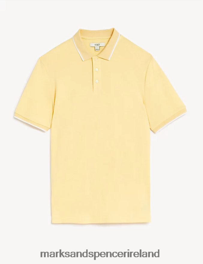Marks & Spencer Men Modal Rich Tipped Collar Polo Shirt Sunshine Clothing 2VJ8DF6394